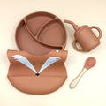 Baby Silicone Suction Plate Toddler Bowl With Stainless Cutlery Infant Feeding Set Silicon Bib Waterproof Babero