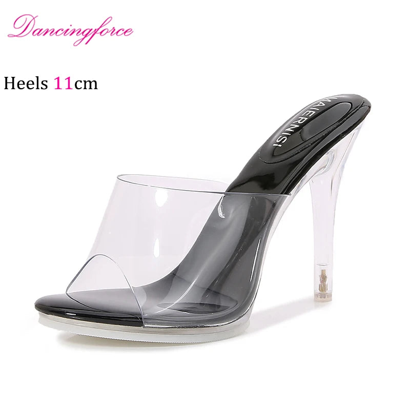 Transparent Crystal High-heeled Sandals Fairy-style Slim Heels Fish-spout Flip-flops New Summer Styles Models Walk the Runway