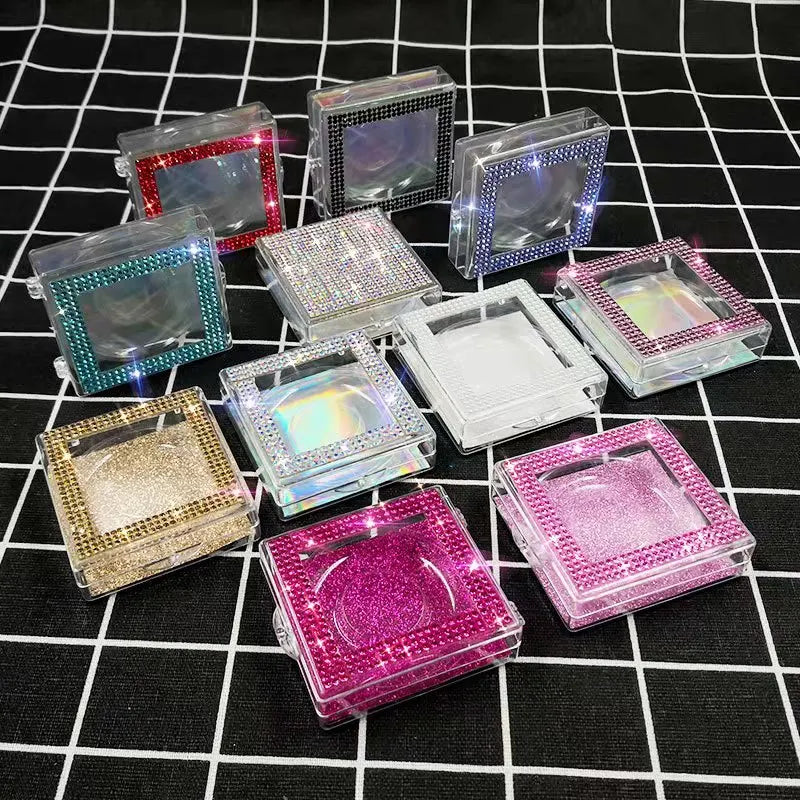 Romantic Eyelash Extension Flip Gift Packaging Window Box Luxury Glitter Fashion Eyelash Packaging Paper Box With Insert