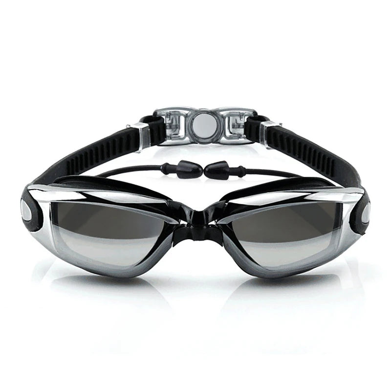 Custom Professional Large Frame Swimming Goggles Anti-fog Eye Protection Adult Silicone Earplugs Swimming Glasses