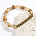 LOVE IS REAL NOT FADE AWAY Retro Women's Jewelry 8MM Natural Stone Glass Handmade Beaded Elastic Bend Words Engraved Bracelet