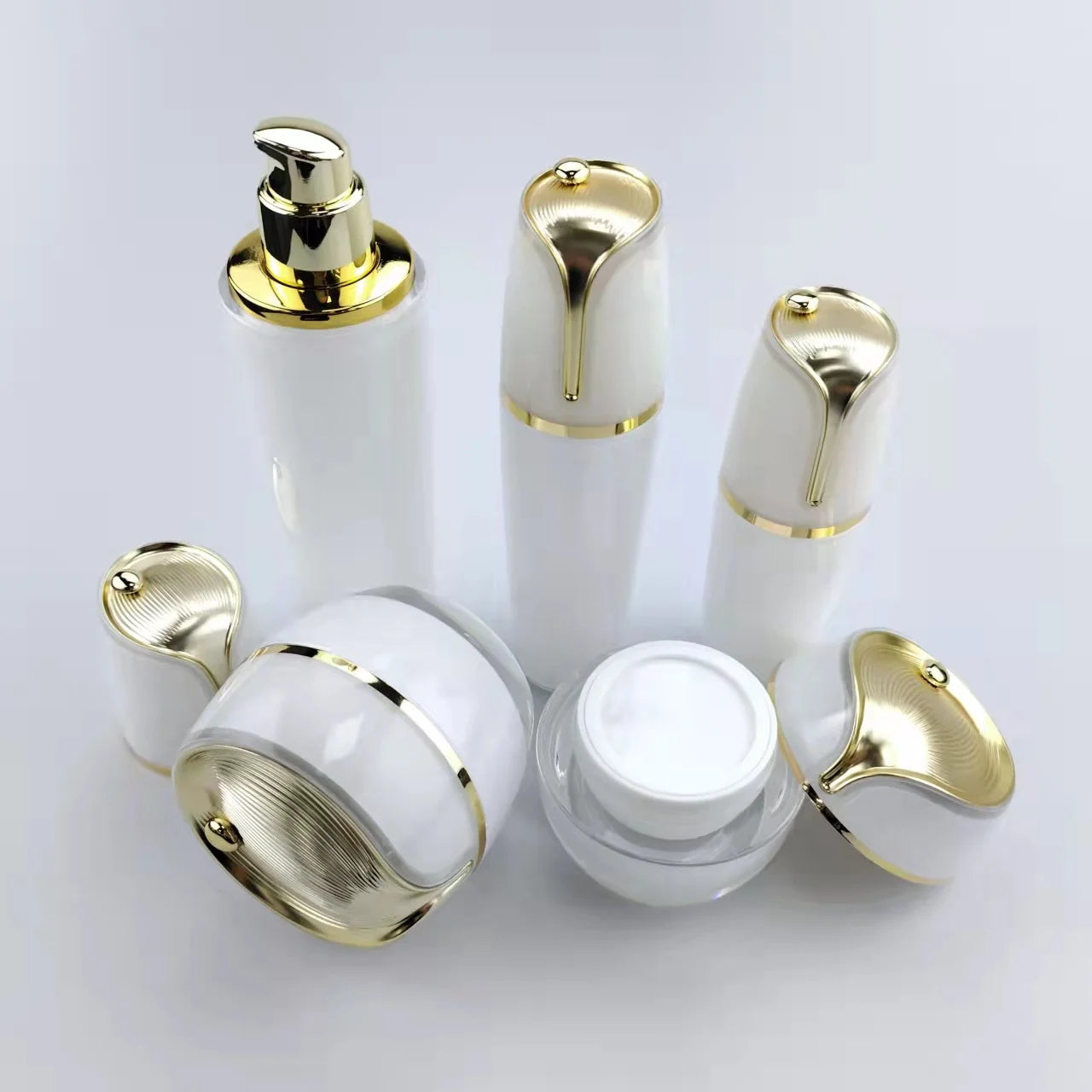 Luxury 30ml 50ml 100ml Acrylic Cosmetic Bottle with Pump Sprayer and 30g50g Cream Jars in Stock