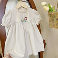 Korean Style Summer Children Clothing  Solid Color Cotton Princess Baby Dress