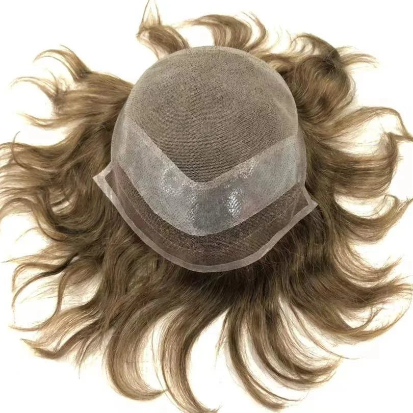 HQ Hair Pieces Human Hair Lace Front HD Men Toupee Indian Bleached Lace 6 Inches ST 32mm Different Options