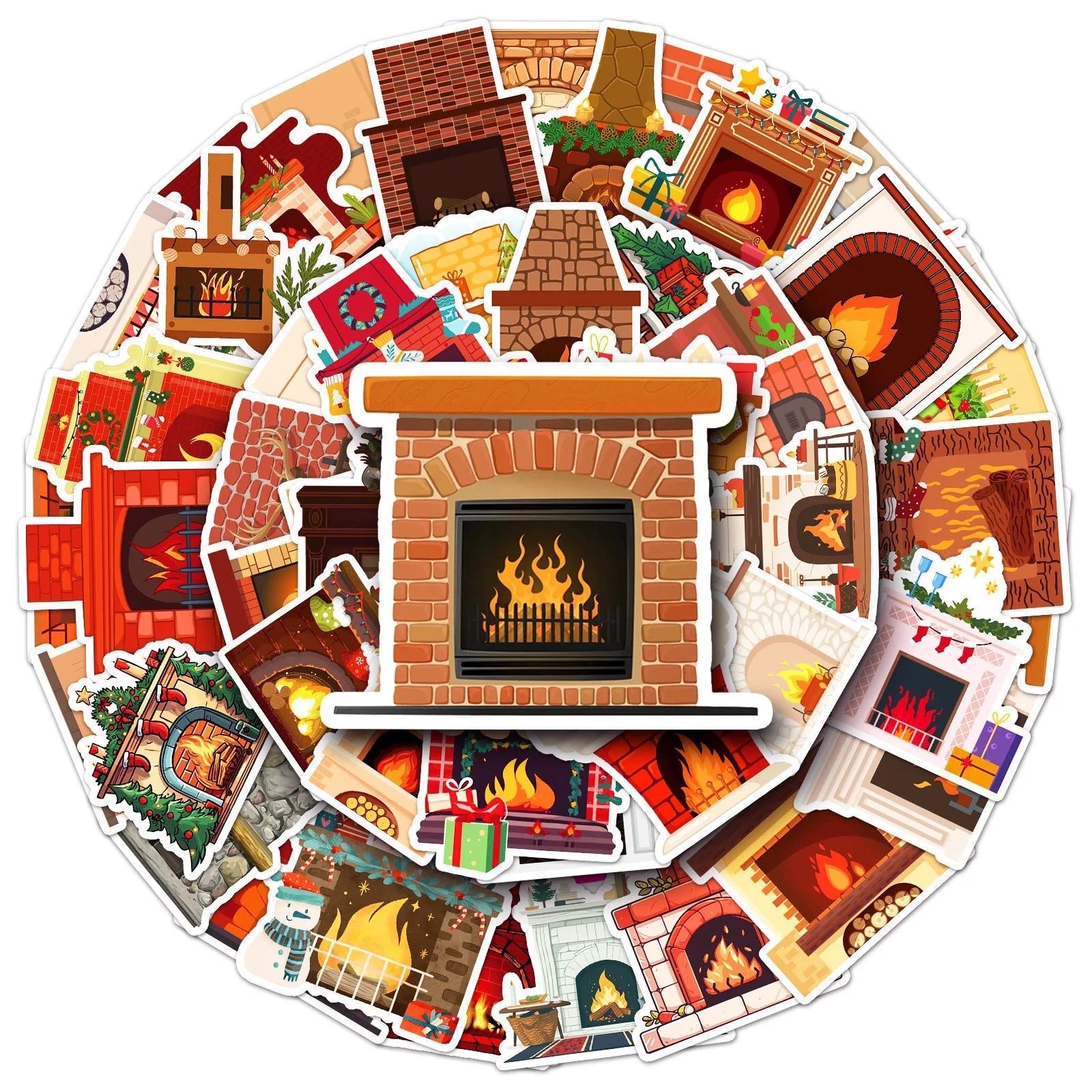 50pcs Die Cut Vinyl VSCO Fireplace Sticker Pack for  Laptop Guitar Water Bottle Waterproof Random Stickers