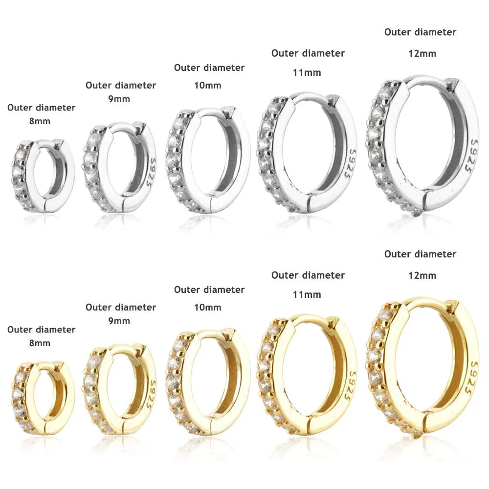 FUAMAY Aretes De Plata 925 9MM Hoop Earrings 18K Gold Plated 8MM to 12MM Huggies Earrings