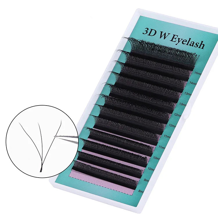 W V Y Shape Volume Eyelash Extension Individual False Eyelashes W Lash 3d 5d 6d Clover Lashes Private Label W Lash