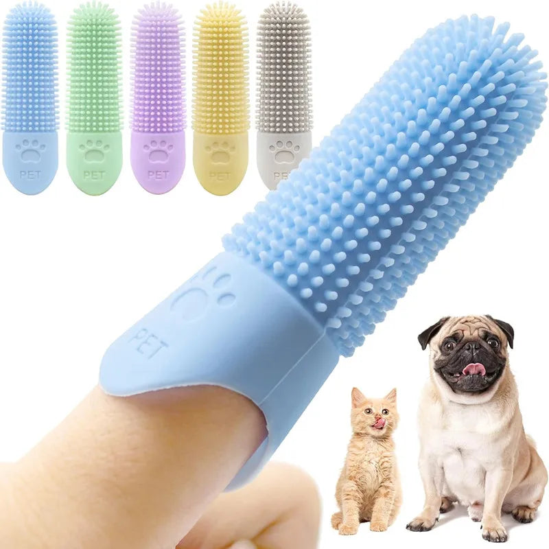 Custom 360 Degrees Full Surround Bristles Silicone Pet Finger Toothbrush Dog Toothbrushes
