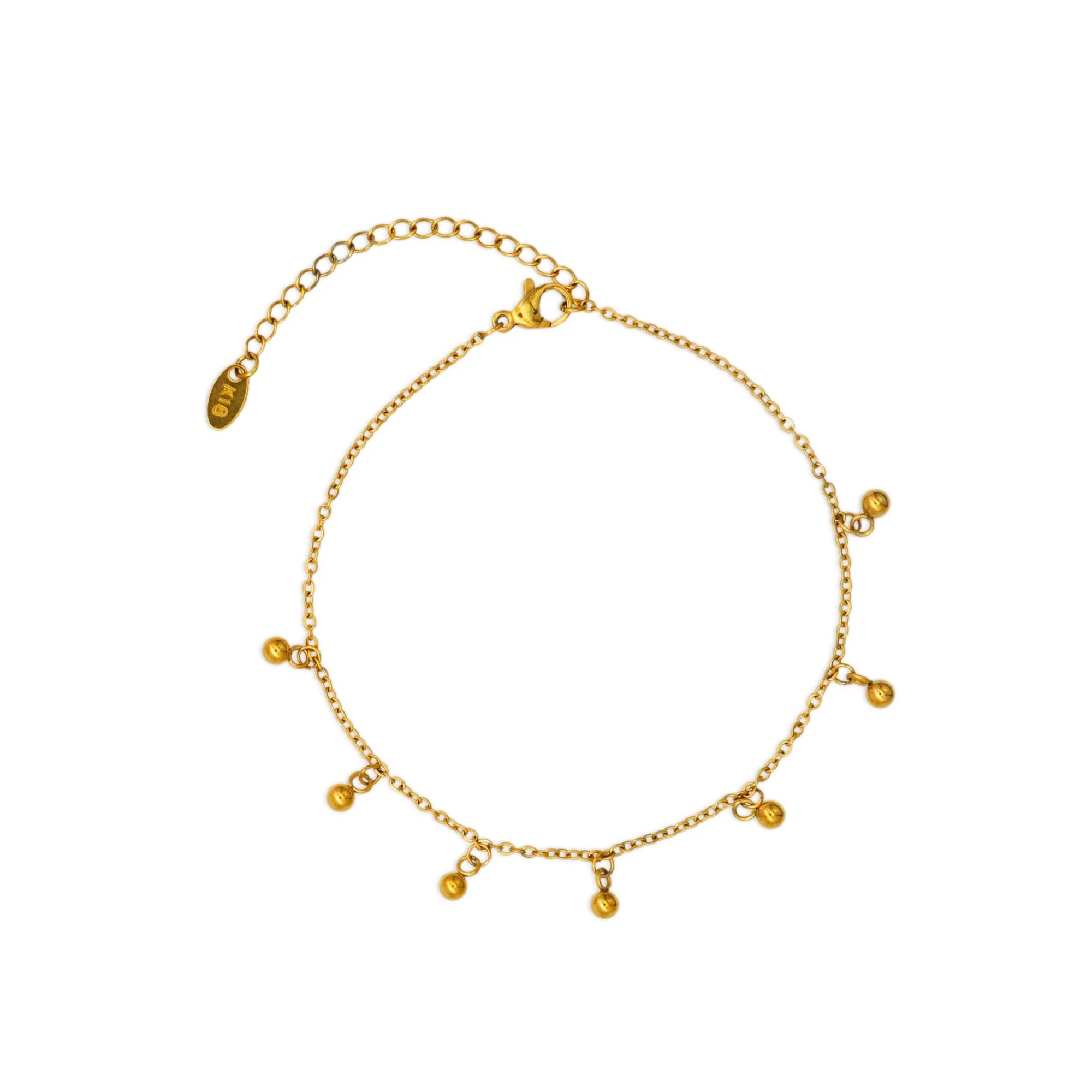Chris April Fashionable 316L Stainless Steel PVD Gold Minimalist Beads Bell Beach Style Chain Anklet for Women
