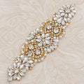 Shiny Crystal Bodies Applique Canvas Clothing Dress Patch Trim Embellishment Wedding Bridal Sash Pearl Rhinestone for Hat