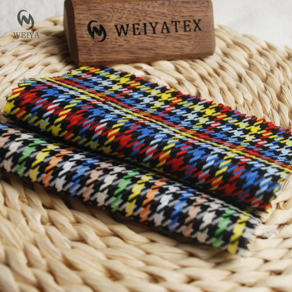 Garments Pants Uniforms Skirts Free Sample Available Yarn Dyed Colorful TR Houndstooth Pattern Fabric for Boys Girls