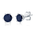 S03A Abiding Jewelry Brand New Rhodium Plated 925 Sterling Silver Diffusion Sapphire Natural Gemstone Stud Earrings