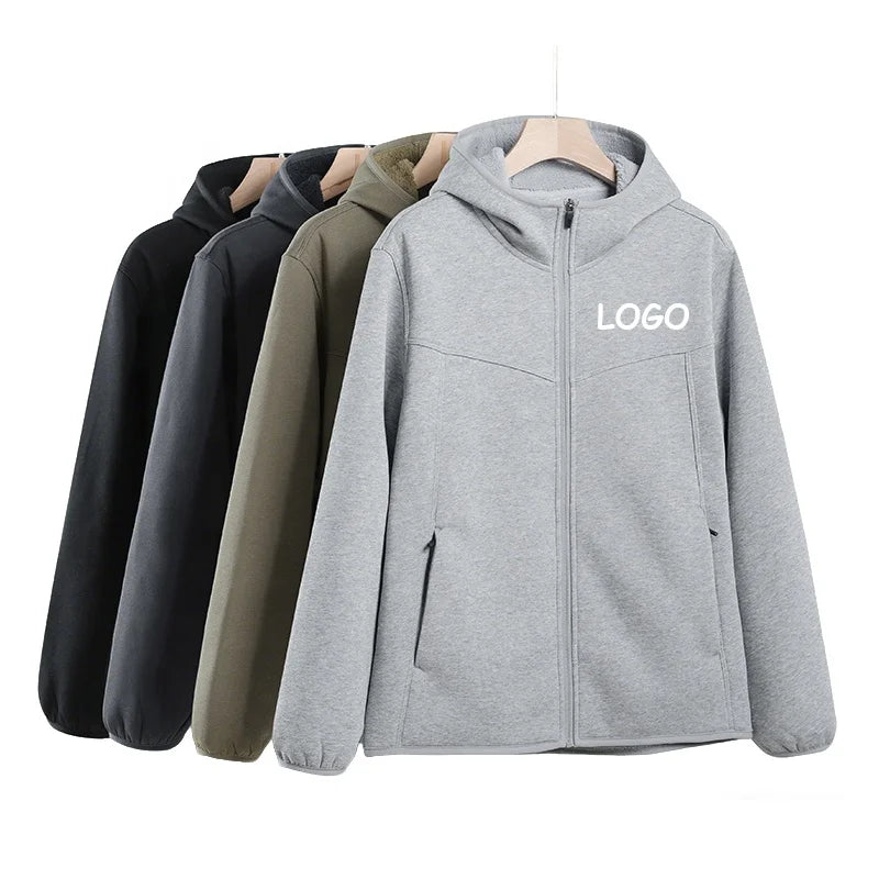 Custom Logo Outdoor Slim Windbreaker Polyester Softshell Jackets Sports Thermal Softshell Jackets Men's Fleece Jacket