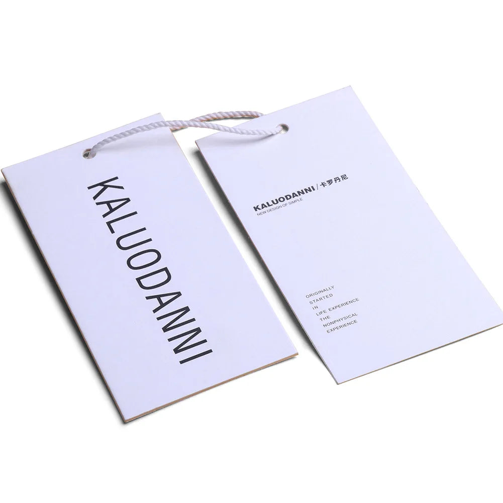 White Hang Tag Printing Custom Own Logo Garment Hang Tag Labels Clothing Brand Hang Tags with String