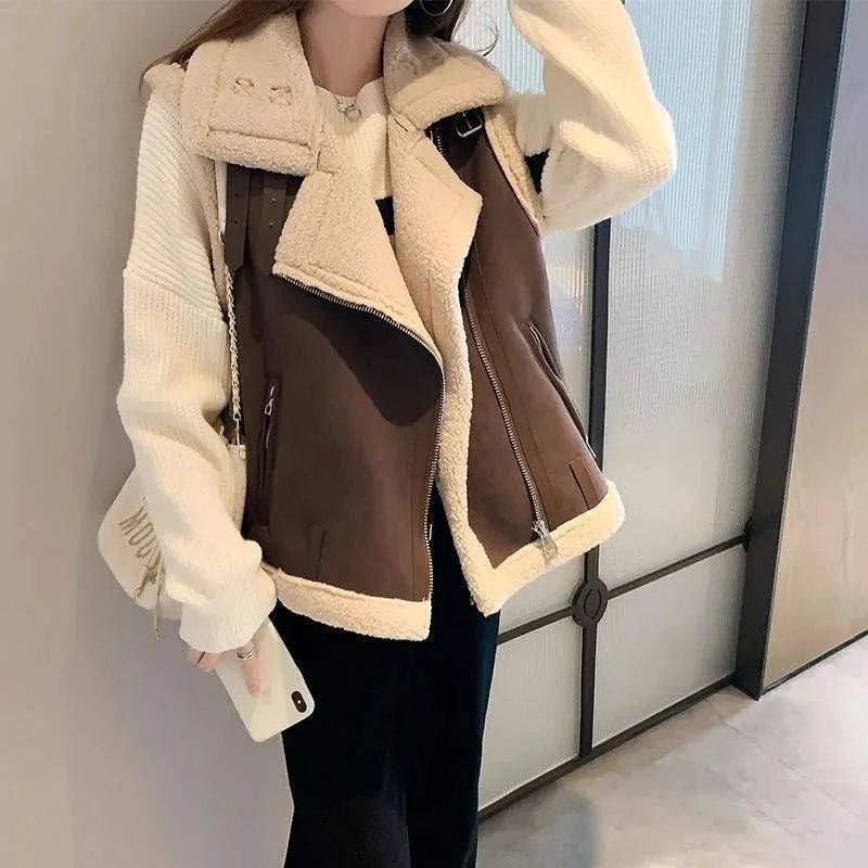 2025 Autumn Winter Sleeveless Sherpa Fleece Waistcoat Zip up Vest Women Vest Jacket Vestes Pour Femmes