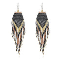 Handmade CHINTEN Brand Bohemian Style Drop Earrings with Long Tassels Seed Beads Made in Zhejiang for Unisex Fashion Jewelry
