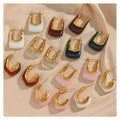 Trendy Stainless Steel 18k Gold Plated Resin U Shape Hoop Earrings Colorful Chunky Acrylic C Shape Earrings for Women Girls
