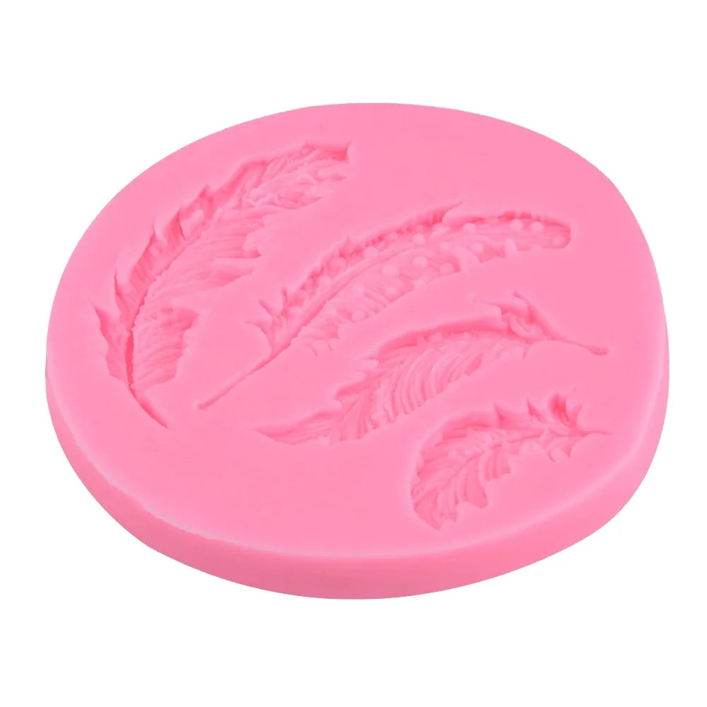 Custom Design Feather Shape Silicone Fondant Cake Plume Mold for Cupcake Candy Chocolate 3D Cake Decoration Baking Tools