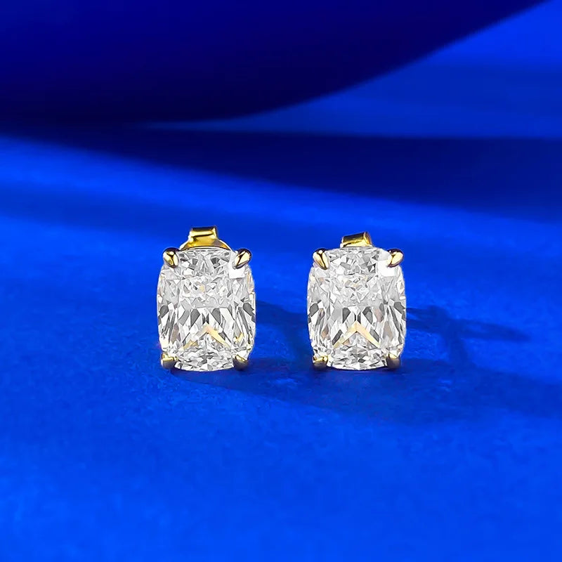 Fine Jewelry 925 Sterling Silver 3 Carat square Cut White diamond Zircon Earrings