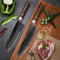 2024 Newest Japanese Style Damascus Kitchen Chef Knife Santoku Paired 8-inch VG10 Steel 67-Layer Carbon Steel for Cutting Wood