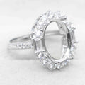 Semi Mount 10*14mm Sterling Silver Ring Empty Frame Blank Support Setting S925 Base Holder Without Center Stone for DIY Inlay