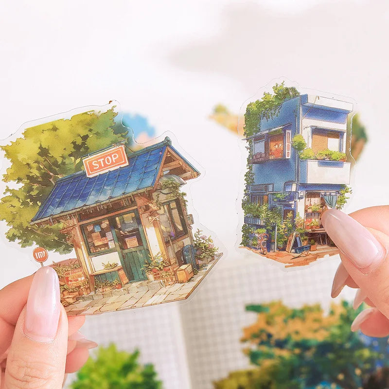10 sheets/pack nature scroll aquascape handbook stickers high colorful stickers