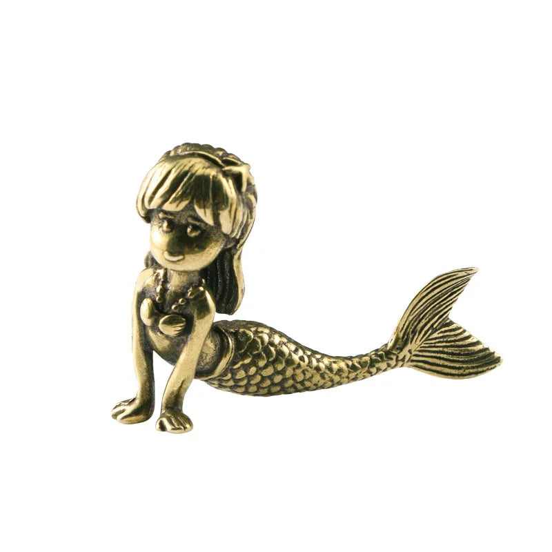 Metal Crafts  Retro Brass Mermaid Ornaments   Desk Decoration