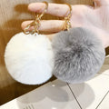 Wholesale Round Fluffy Keychain Pompom Handbags Pendant Fur Puff Ball Pompom Keychain for Women and Girls