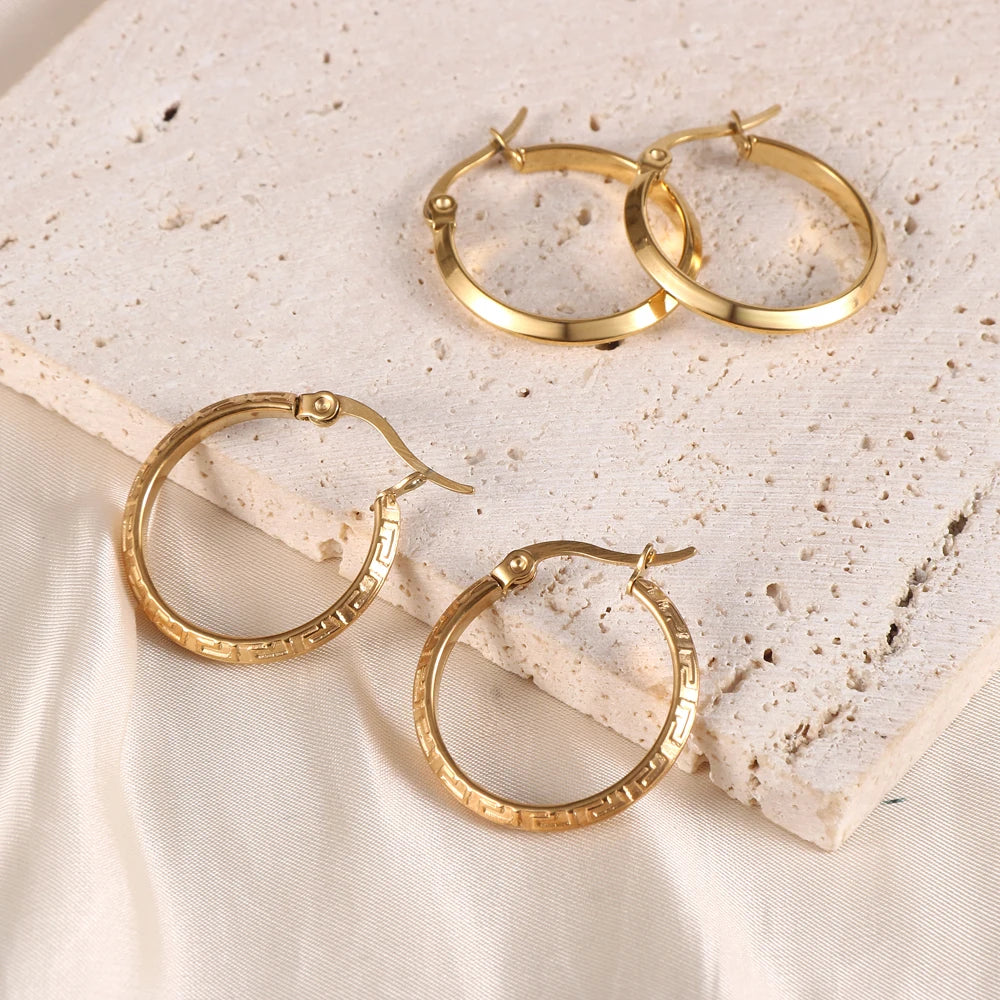 Aretes De Moda Earrings Stainless Steel Gold Plated Lightweight Nickel Free Cartilage Earings Women Girls Small Hoop Earings