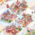 3 Per Pack of Landscaping Stickers rainbow Amusement Park Miniature Stacking Hut Students Diy Sticker Packs