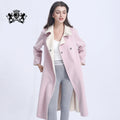 Fashion Autumn Winter Women Cashmere Wool Coat Beautiful Fox Fur Scarf Elegant Trench Wool Coat