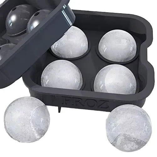 Large Square Ice Tray and Sphere Ice Ball Maker with Lid for Whiskey and Homemade ReusableEasy Demold