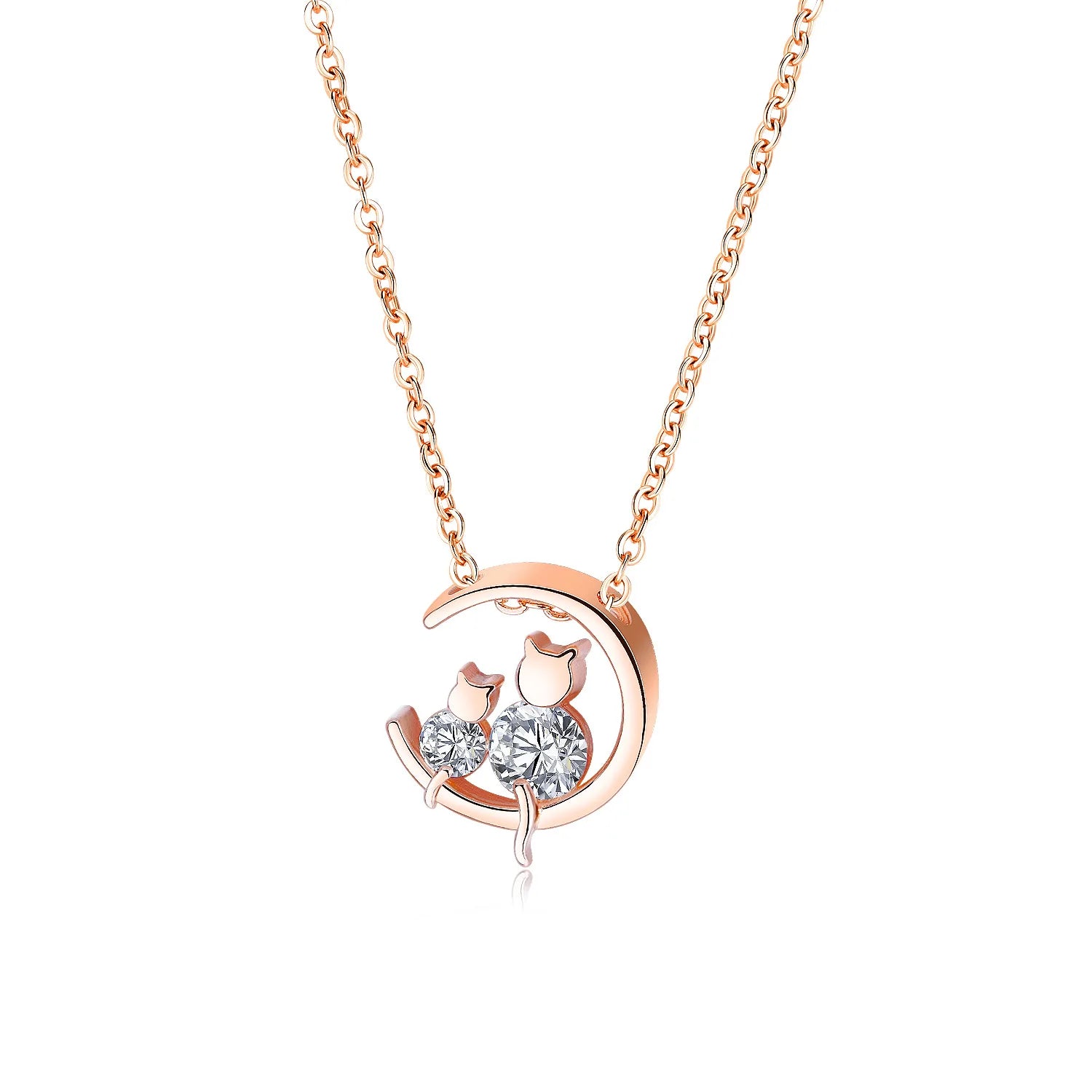 Fashionable and Trendy New Women'S  Rose Gold-Plated Zircon Clavicle Zirconia Rose  Necklace Dainty Copper Jewellery Chain