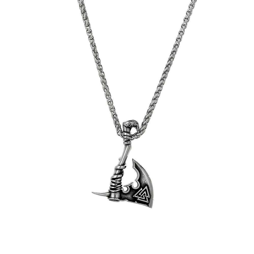 Nordic Viking Man Necklace Jewelry Stainless Steel Mighty Celtic Tomahawk Man Silver Pendant Necklace