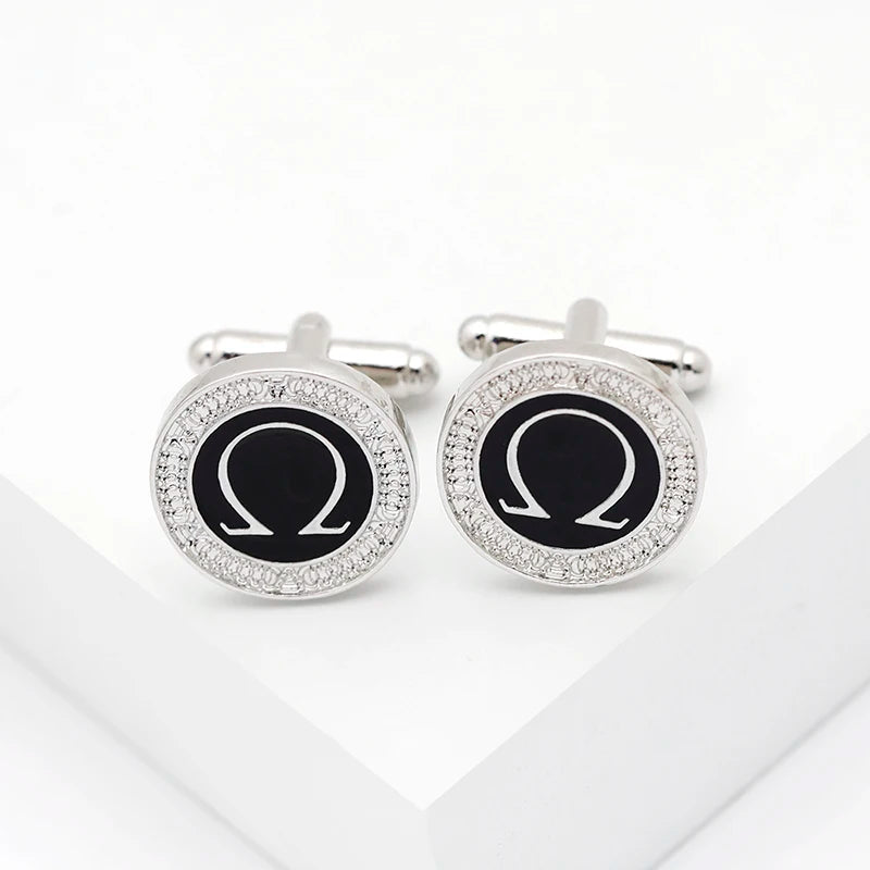 Creative Greek Letters Logo French Shirt Cufflinks for Men Luxury Accessories