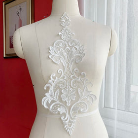 Handmade New White European Flat Embroidery Pattern French Tulle 100% Polyester Elegant Lace Fabric Garment Use Customizable