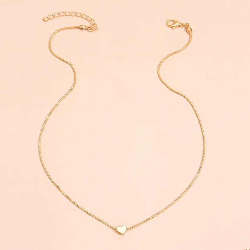 SC Hot Sale Fashion Chokers Necklace Vintage Stainless Steel Necklace Trendy Gold Silver Tiny Heart Necklace for Women