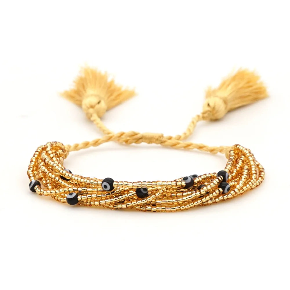 Turkish  Eye Bracelet for Women Lucky Eye Bracelets Gift Boho Beaded Jewelry Tassel Pulseras Jewellery Wholesale