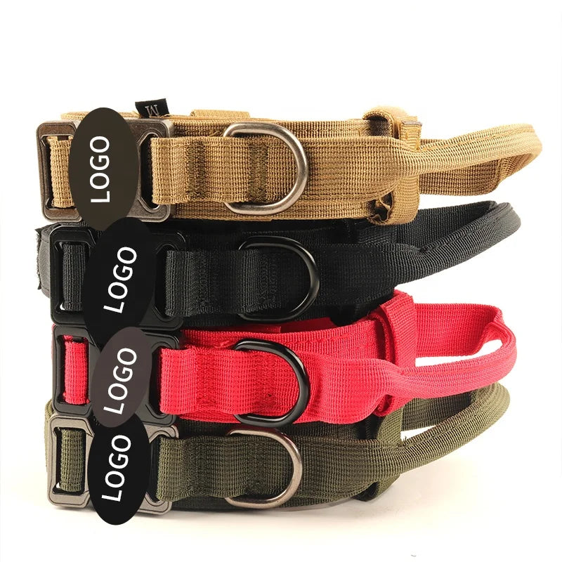 Kingming Custom Heavy Duty Tactical Dog Collar Durable Tactical Nylon Lead Set Adjustable Training Pet Collar With Handle
