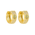 Light Luxury S925 Sterling Silver 18k Gold Plated Full Diamond Clover Huggie Hoop Earrings for Women