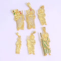 CZ8621 18k Gold Plated CZ Saint Jude  San Judas Tadeo Pendant Diamond Pave Thaddeus Chaplet by Heavenly Divine Pendants