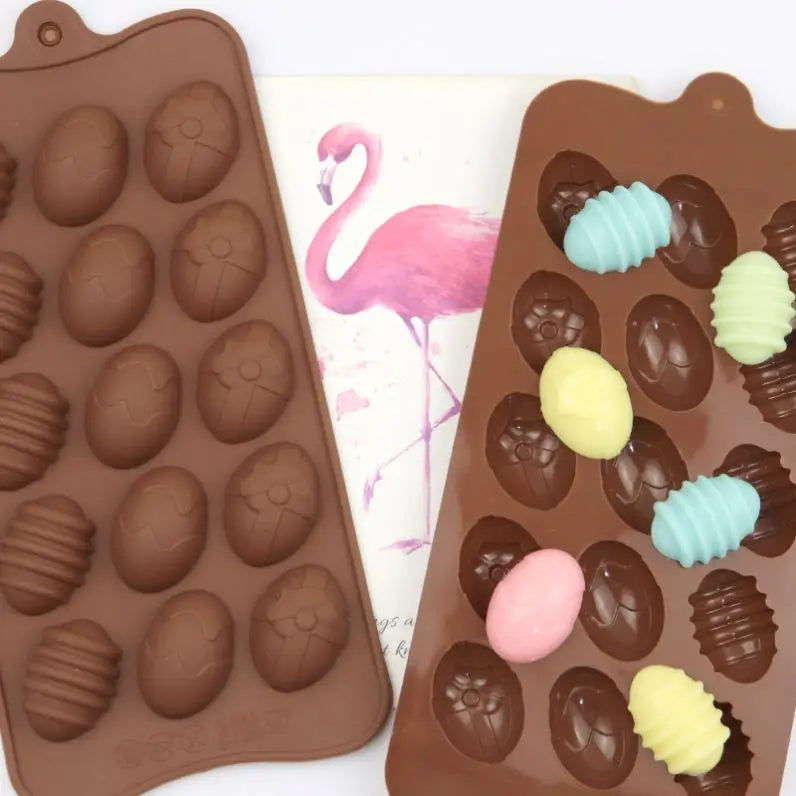 186 Hot Sell Easter System Silicone Chocolate Mould With Different Egg Shape 15 Hole Cake Mould Reusable Home Diy Baker Tool