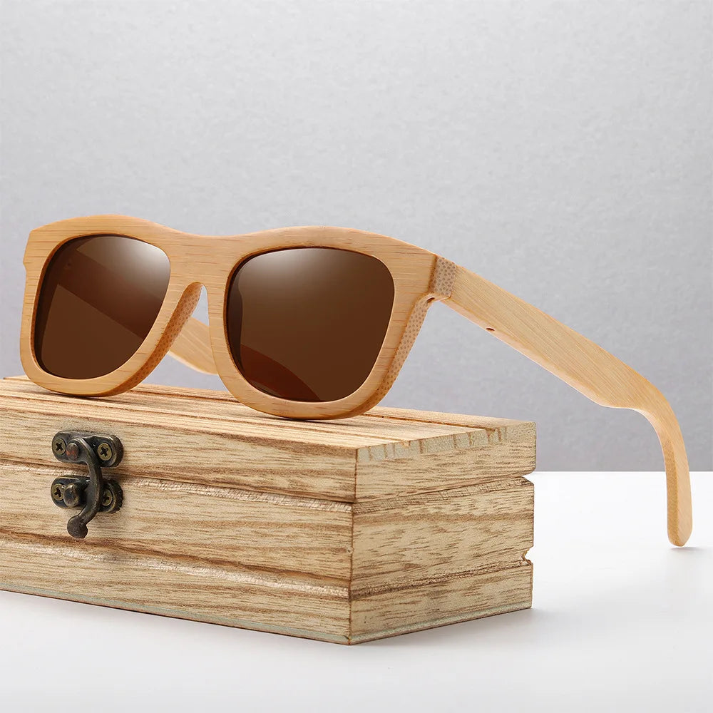 Eco Friendly Wholesale Custom Logo Unisex Designer Retro Mirror Mens Hand Made Wooden Custom Laser Engraving Bamboo Sun Glasses