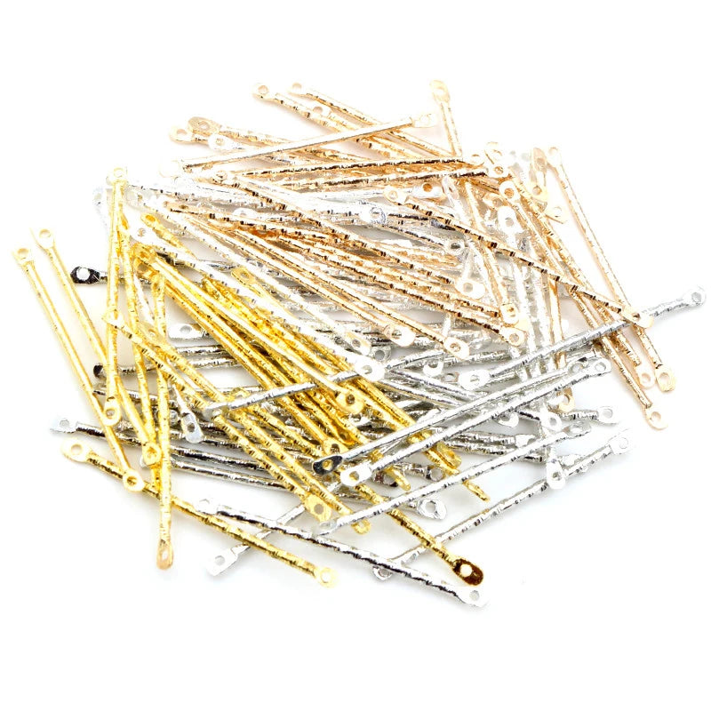 50Pcs/pack 15-40mm Double Cylinder Bar Earrings Connecting Stripes for DIY Jewelry Making Earring Pins Findings Supplies