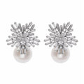 Wholesale Luxury 925 Silver Needle Earrings Snowflake Zircon Pearl Wedding Drop Stud Earrings