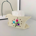 Modern Asian Zen Style Green Polyester Rectangle Simple Flower Knitted Tissue Box Cover Office/Living Room/Bedroom Napkin
