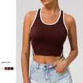Ladies' Plus Size Lightweight Breathable Sports Bras Nude-Tone Contrast Color Form-Fitting Yoga Vests