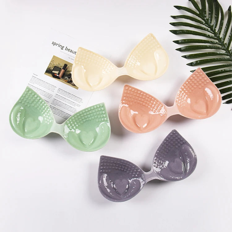 Latex Fabric Peach Shape Super Soft Push up Gather Backless Strapless Adhesive One Pice Bra for Women