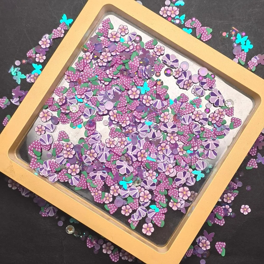 1kg Embellishments Purple Grape Fruit Slices Hand Made Crafts Colorful Clay Pieces Ideal for Slime Making Crafts