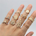 Wholesale Personality Signet Creative Christian Jewelry Diamond 10 Piece Ring Set Snake Ring